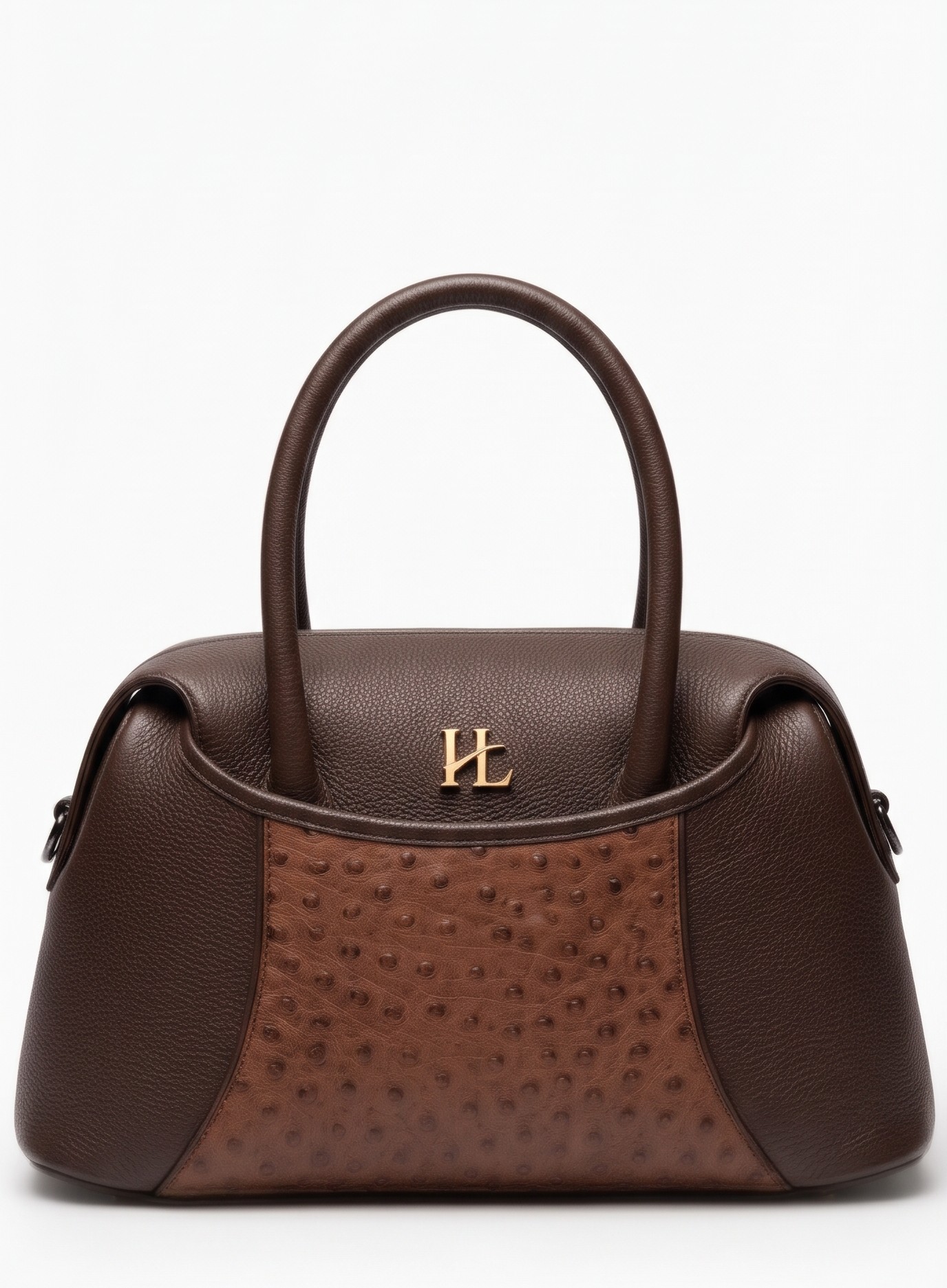 Dual-Texture Structured Leather Handbag