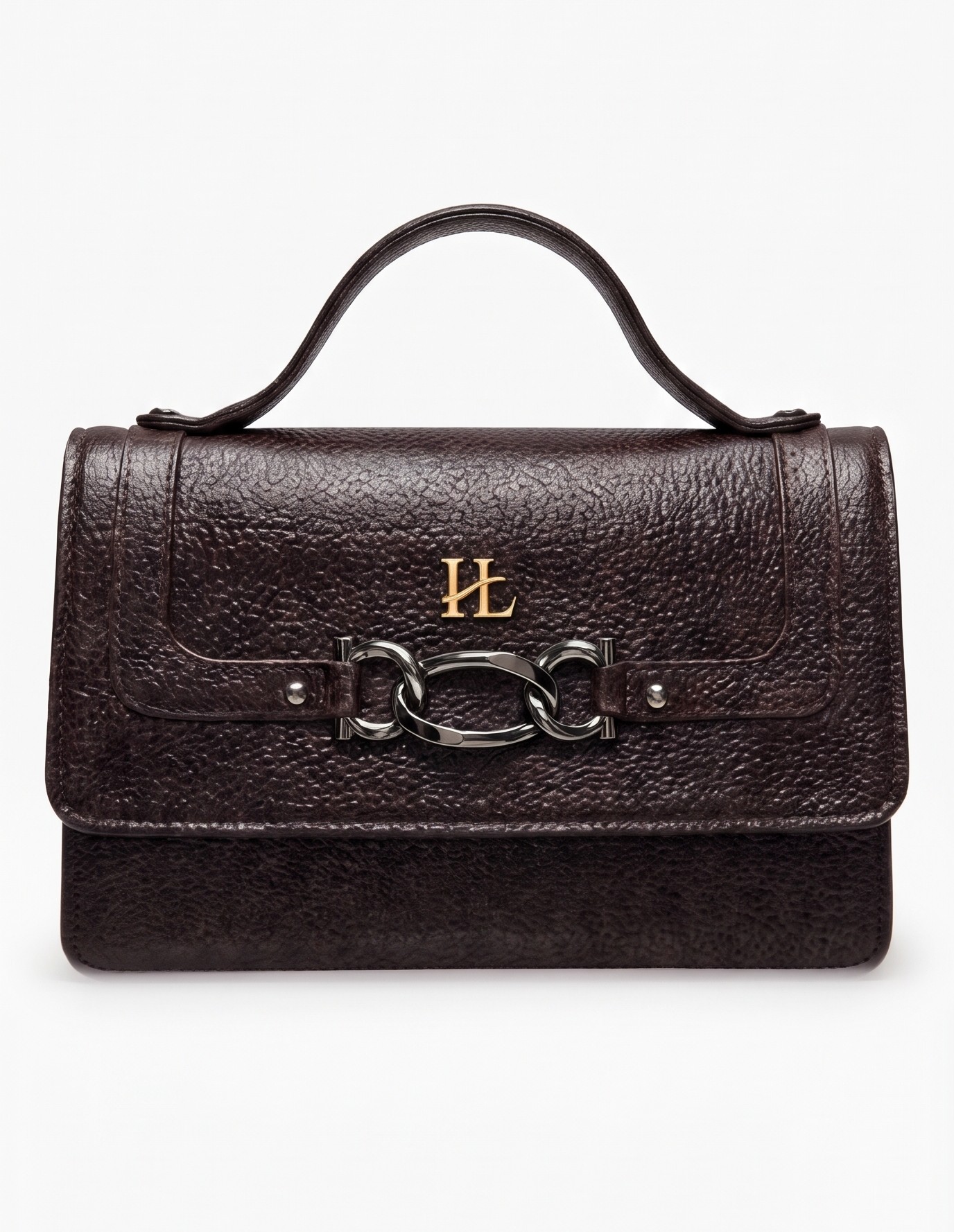 Classic Chain-Link Leather Handbag