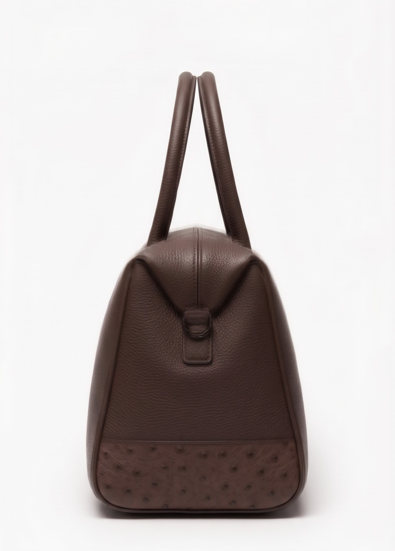 Dual-Texture Structured Leather Handbag in Brown