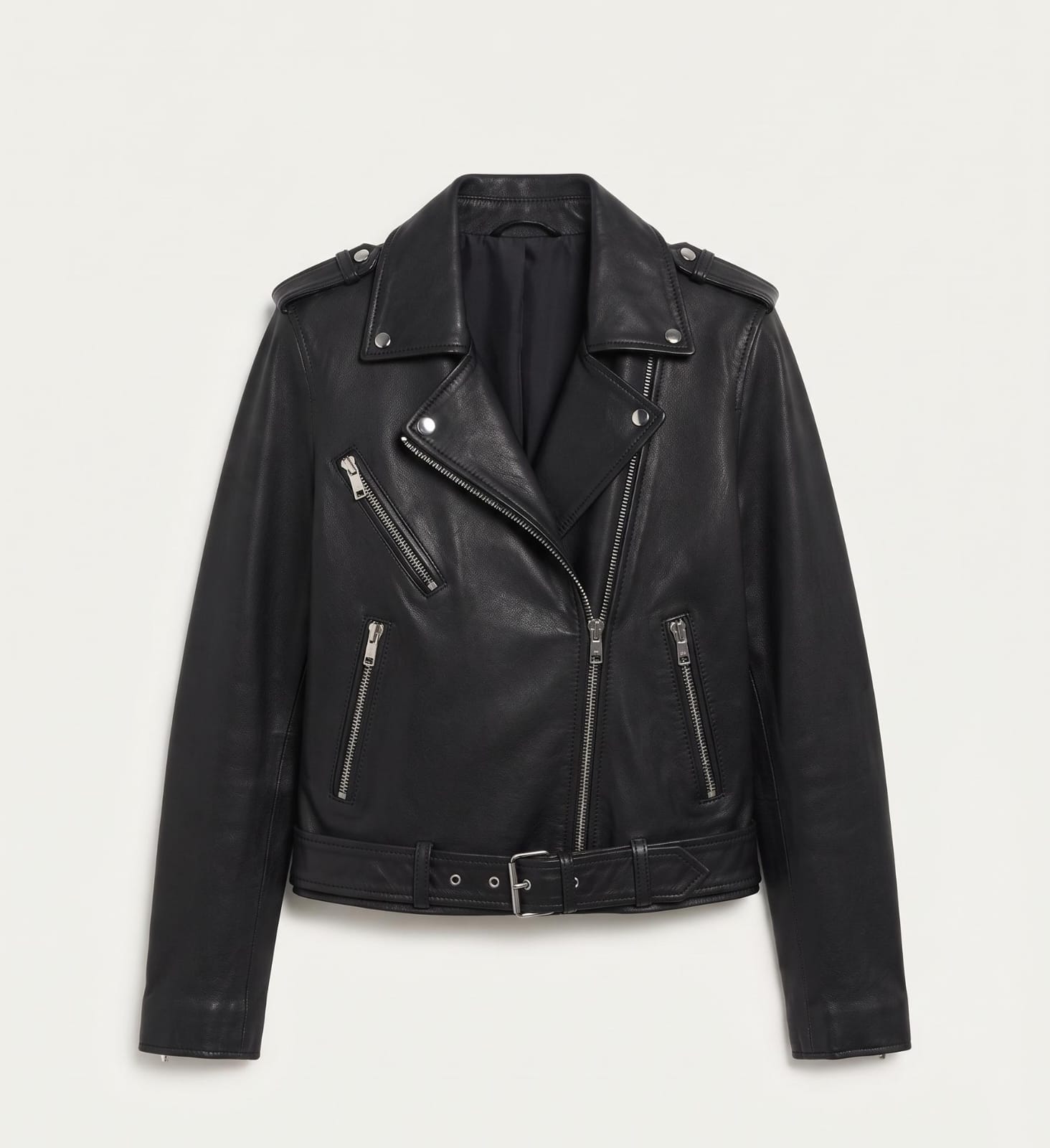 Classic Black Leather Biker Jacket